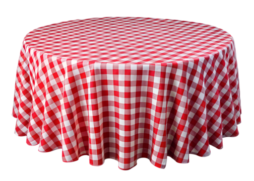 checkered tablecloth round table clipart image on transparent background