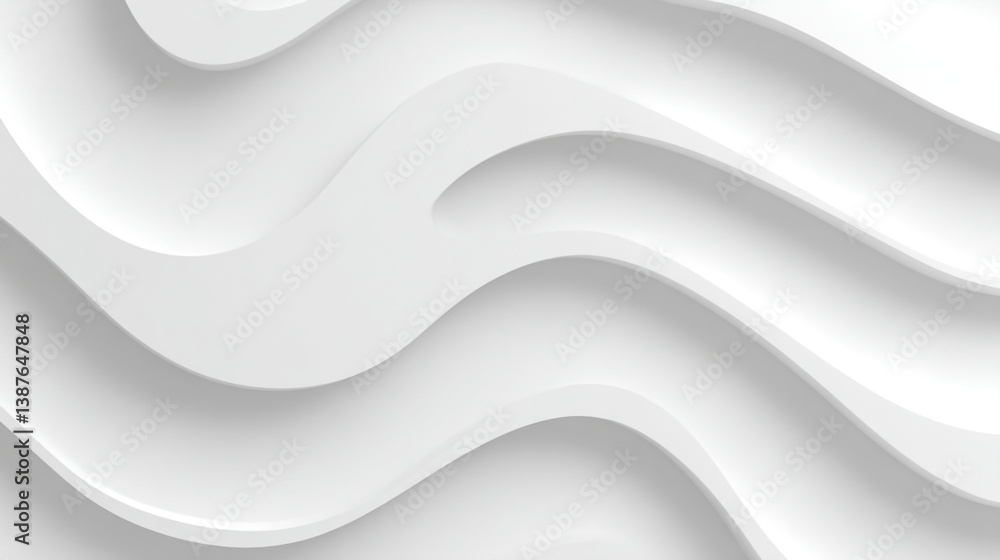 Poster a minimalist white background with smooth curved shapes creating a flowing and elegant design aesthe
