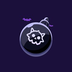 Fototapeta premium Ethereal Skull and Bats: Intriguing Icon Kit Viewed from Above