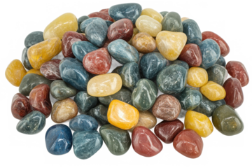 Brightly colored tumbled stones for jewelry, captured in high-detail macro shot