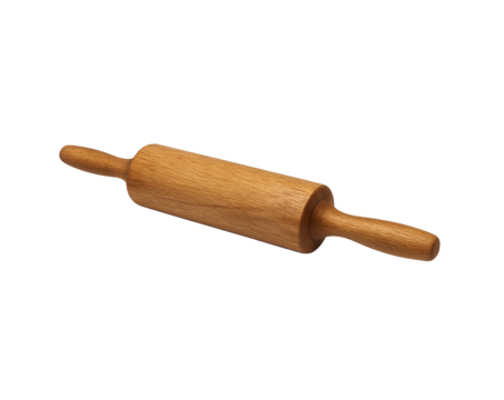 Traditional wooden rolling pin used for making chapati or pizza – isolated on transparent background