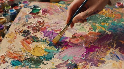 Art therapy workshops provide a platform for people to express themselves through art, using materials like paints, brushes, and canvases, which contributes to improved mental health and emotional
