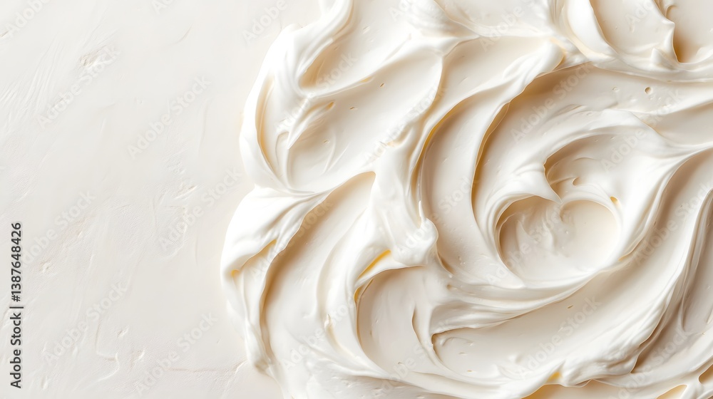 Poster elegant whipped cream swirl on a light background with creamy smooth texture and finish