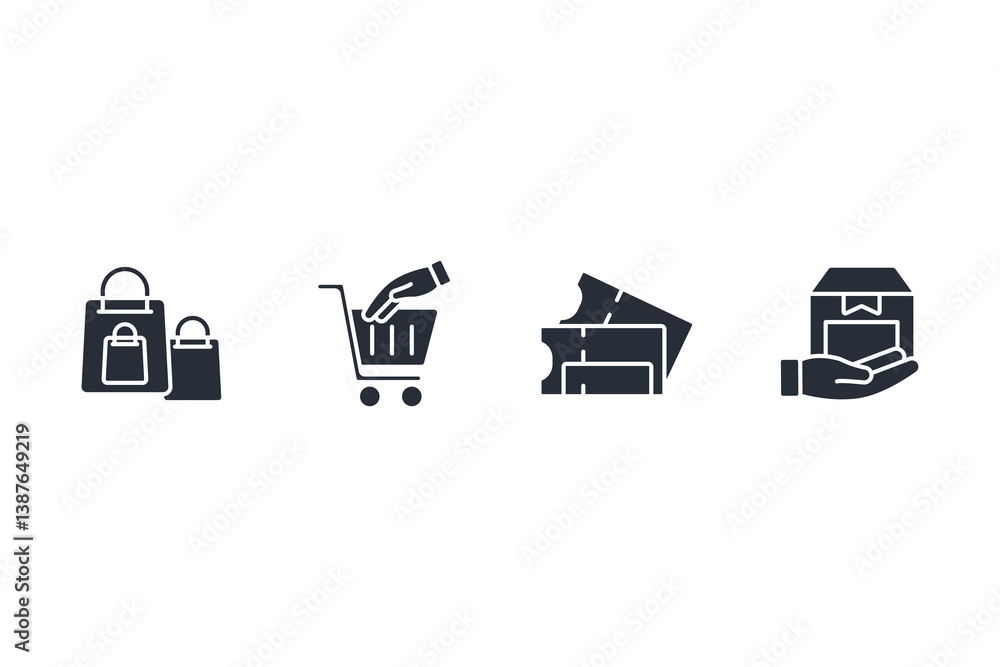 Poster shopping icon set.vector.editable stroke.linear style sign for use web design,logo.symbol illustrati