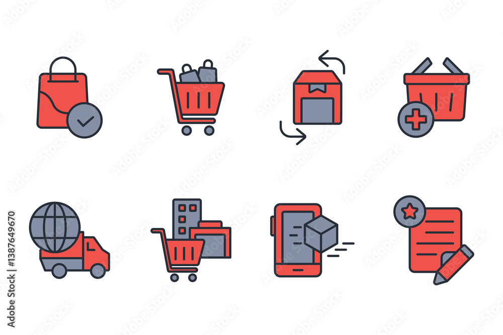 Poster shopping icon set.vector.editable stroke.linear style sign for use web design,logo.symbol illustrati
