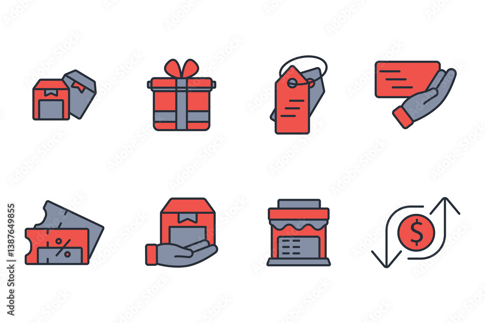 Poster shopping icon set.vector.editable stroke.linear style sign for use web design,logo.symbol illustrati