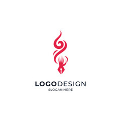 pen and flame for writing logos, writing interests, education, notary or law