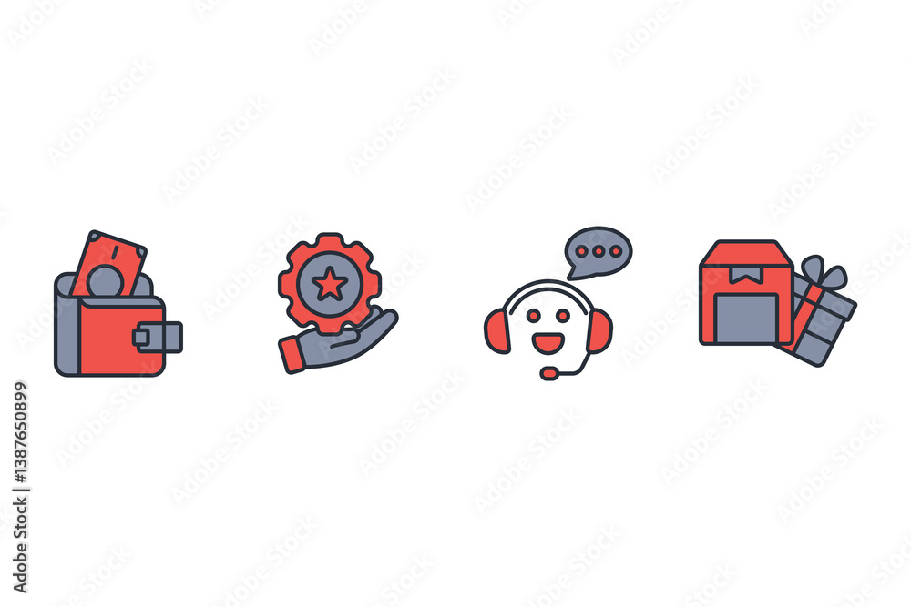 Poster shopping icon set.vector.editable stroke.linear style sign for use web design,logo.symbol illustrati