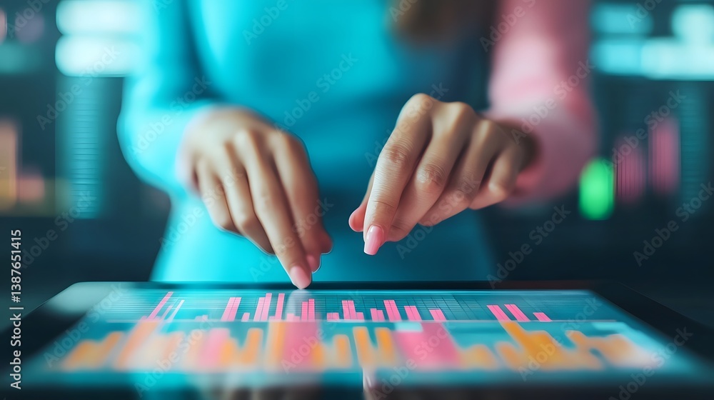 Poster innovative business data visualization and interactive smart technology dashboard