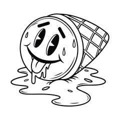 Melting Smiley Face Icons with Tongue Out – Drip Style Vector Set .