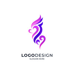purple and shiny phoenix bird for other care, beauty or feminine logos