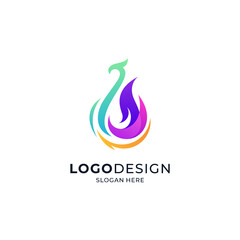 colorful and shiny peacock for beauty logos, facials, skincare or yoga