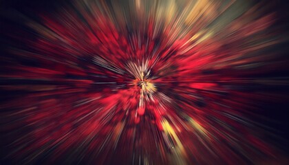  abstract explosion of red and yellow color burst with radial motion lines, perfect for dynamic digital art or print decor