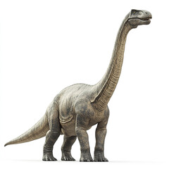 Fototapeta premium Brachiosaurus standing on white background, showcasing its long neck