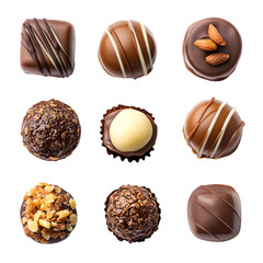 Fototapeta premium Gourmet assorted praline set isolated on white background