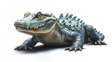 Fototapeta premium realistic crocodile with textured scales on white background
