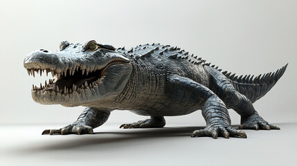 Fototapeta premium large crocodile with open mouth on white background