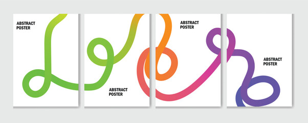  A vibrant set of abstract posters featuring colorful gradient lines on a white background. Ideal for modern design, creative branding, digital art, and vector-based illustration use.