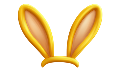 Yellow Easter bunny ears headband on a transparent background, photorealistic