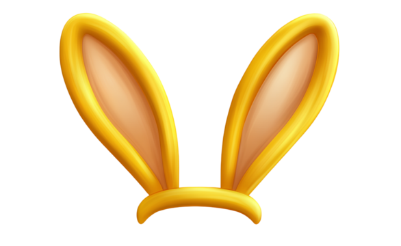 Yellow Easter bunny ears headband on a transparent background, photorealistic