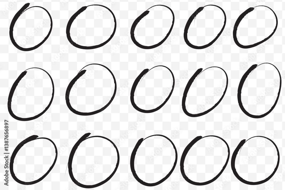 Poster hand drawn circle line sketch set. circular vector image. hand drawn circle with doodle patterns. ve