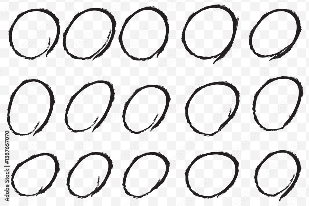 Poster hand drawn circle line sketch set. circular vector image. hand drawn circle with doodle patterns. ve