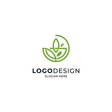 salad bowl with line art design style for salad, restaurant and healthy food logo