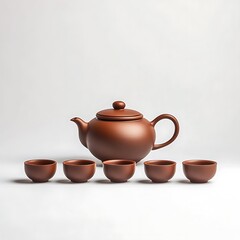 Rustic Tea Set on White Background
