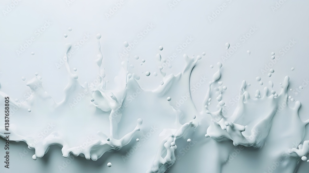 Poster splash of fresh milk creating a dynamic visual on white background