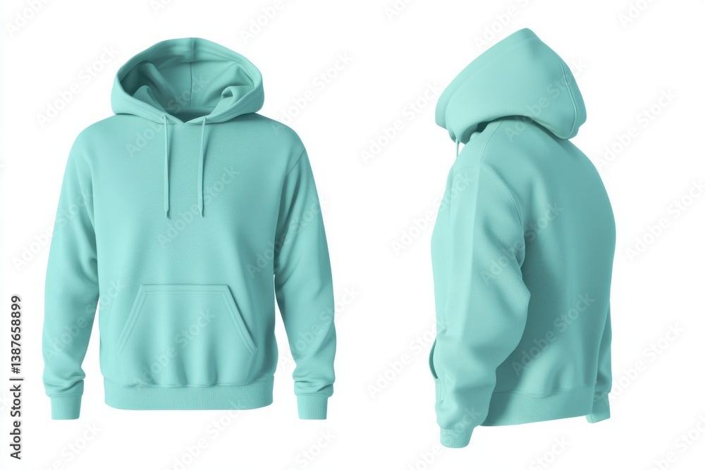 Poster soft turquoise hoodie designed for comfort and style, showcasing its front and side views