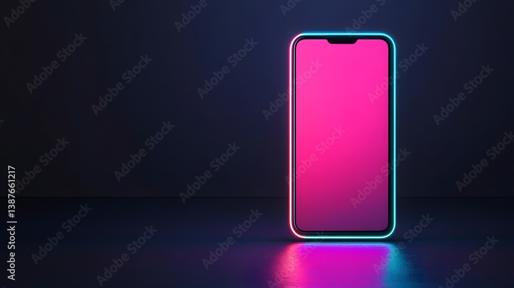 Poster neon glowing rating system for mobile technology and user experience
