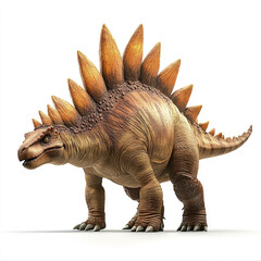 Fototapeta premium realistic Stegosaurus with spiked plates stands on white background