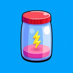 Fototapeta premium Electric Elixir: A Vibrant Animated Jar in Red and Blue Plasma