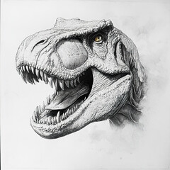 Naklejka premium Tyrannosaurus rex head sketch with fierce expression