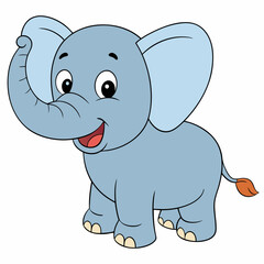 Cute cartoon elephant vector illustration