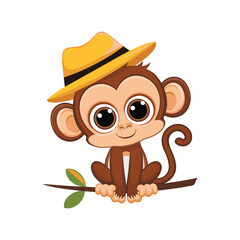 a vector cute monkey style white background