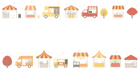 秋のマルシェ背景ベクターイラスト フレーム 枠 コピースペース