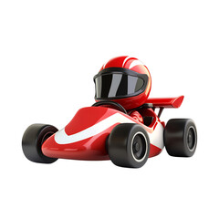 3D Cartoon Race Car Driver Speeding Isolated on Transparent Background