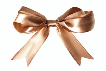 Naklejka premium Elegant Gold Satin Ribbon Bow Isolated on White