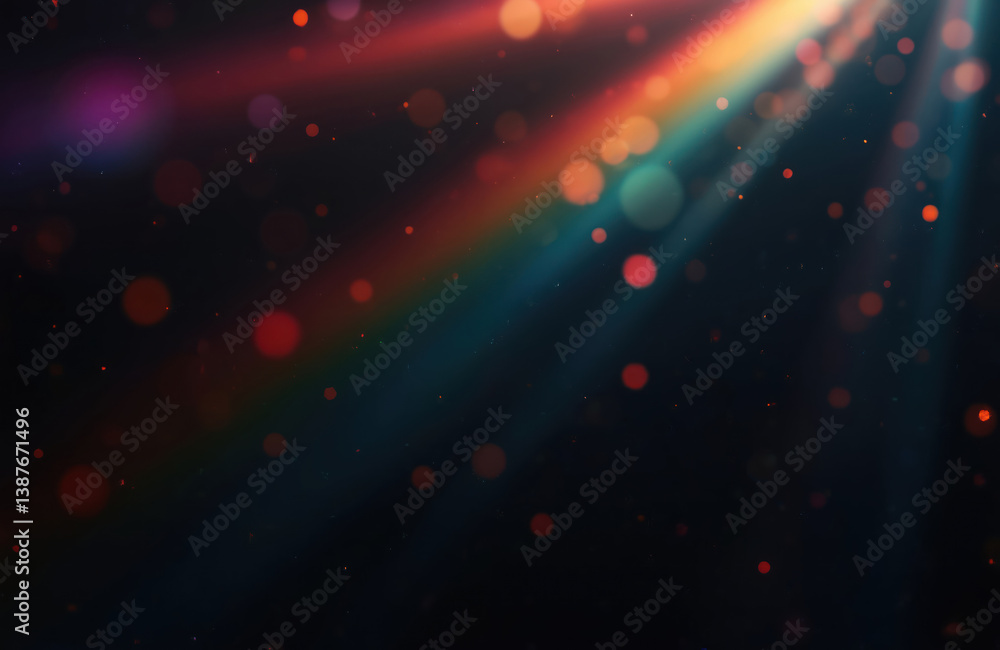 Poster abstract background with crystal light leak effect, prism lens flare bokeh. colorful, magical lights