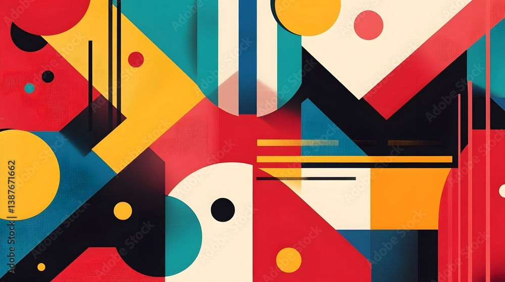 Aufkleber vibrant geometric abstract composition with modern colorful patterns and shapes