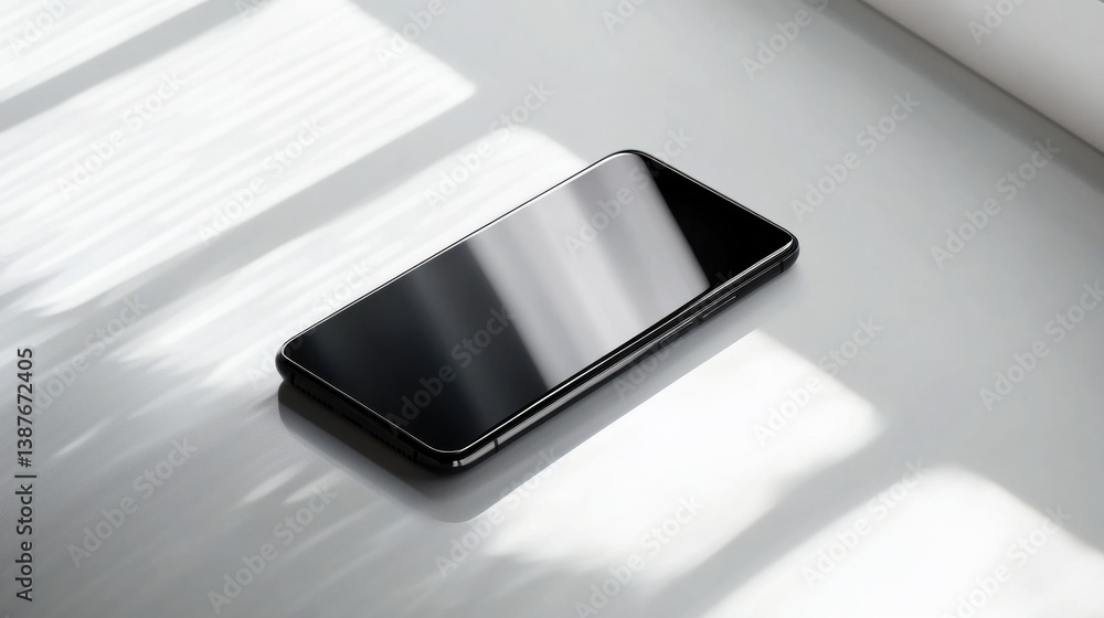 Poster Sleek modern smartphone on a clean surface with soft lighting creating a minimalist technology aesthetic