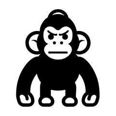 Cartoon Monkey Character Vector Silhouette Illustration Isolated On White Background