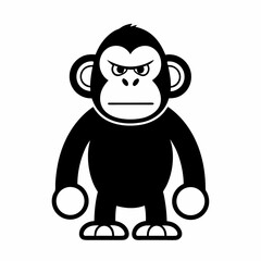 Fototapeta premium Grumpy Monkey Vector Illustration Angry Primate Cartoon Character Black And White Design