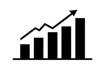 a business graph with arrow design silhouette vector illustration