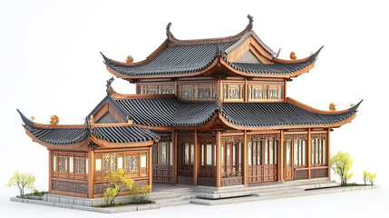 Fototapeta premium Traditional Chinese architecture with ornate roof design