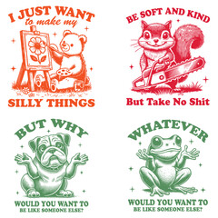 Obraz premium Retro Animal Sass Graphic Tee Collection