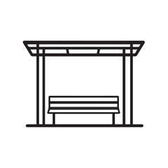 Shelter outline drawing shows bench detail vector image graphic