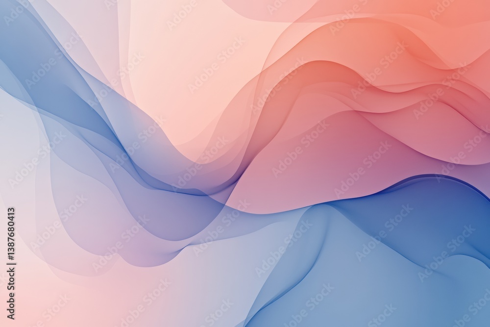Poster Soft modern abstract background featuring seamless gradient transitions between cool and warm hues in a minimalist design