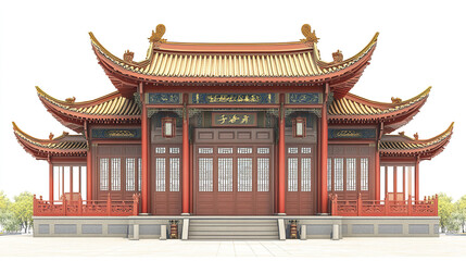 Traditional Chinese architecture with ornate roof design